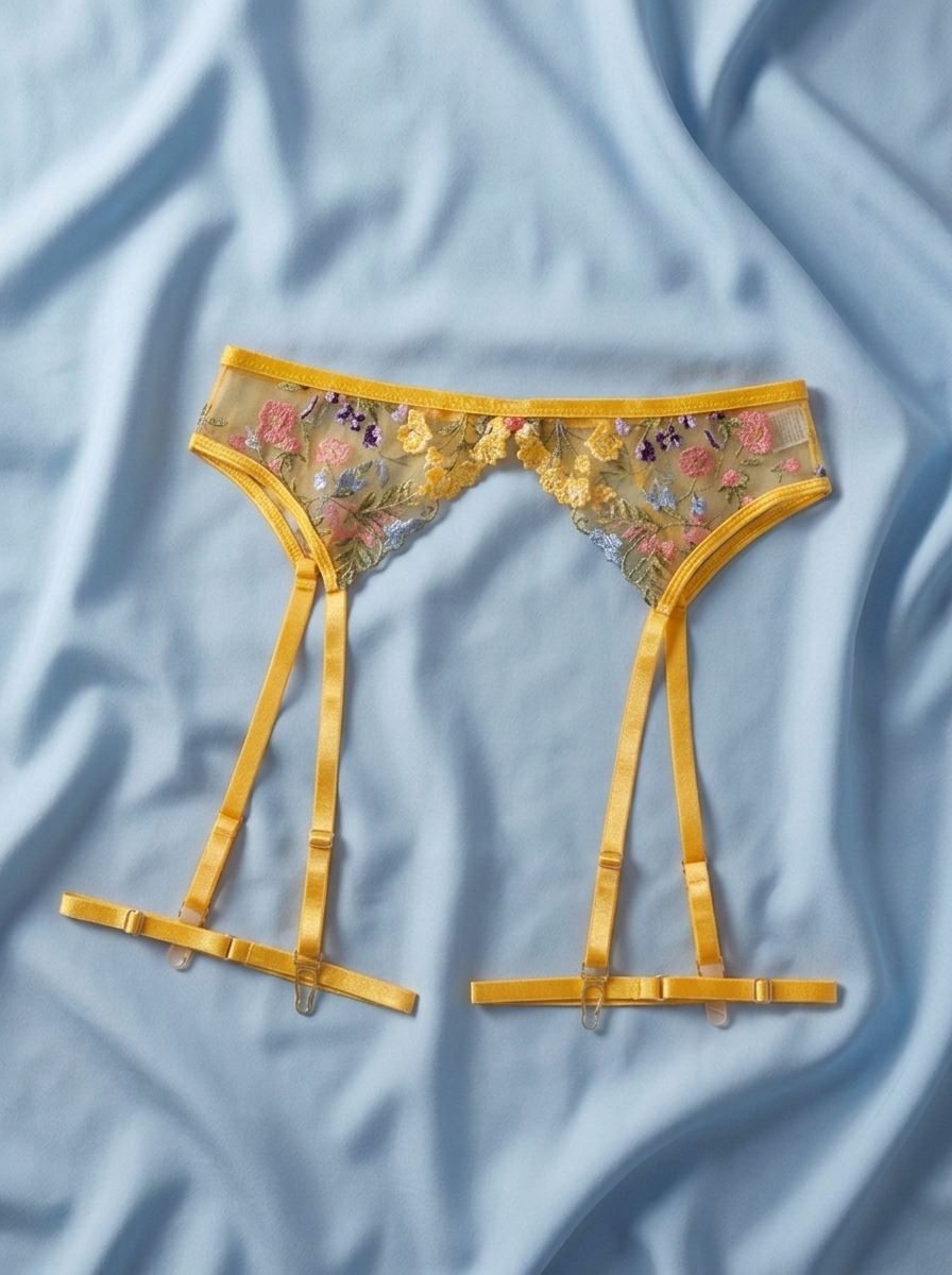 Mademoiselle Macaron – Garter Belt (Lemon Chiffon)